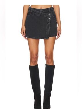 Free People x We The Free Wynne Denim Skirt in Black